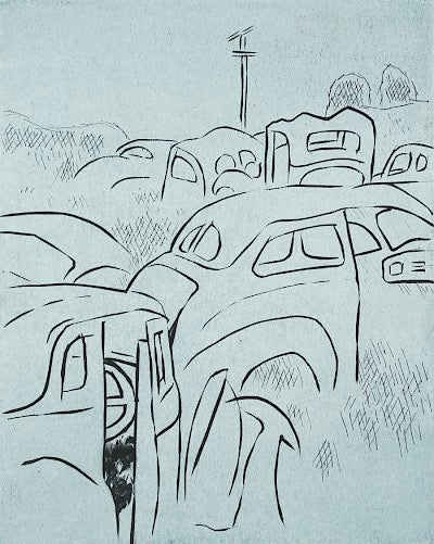 Cars in a Field by Lockwood Dennis - Davidson Galleries